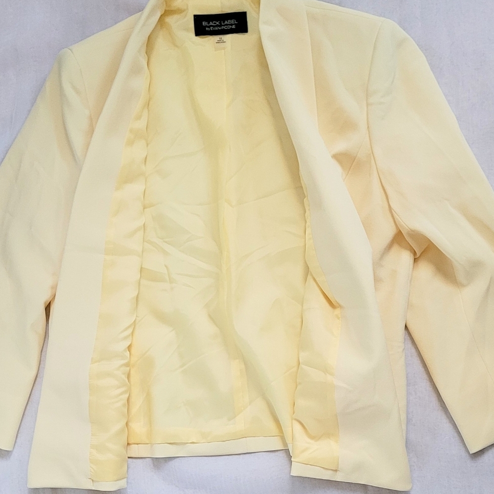 NWOT! Posh Butter Yellow Black Label Formal Women's Lined Open Spring Blazer 10 - Picture 16 of 17